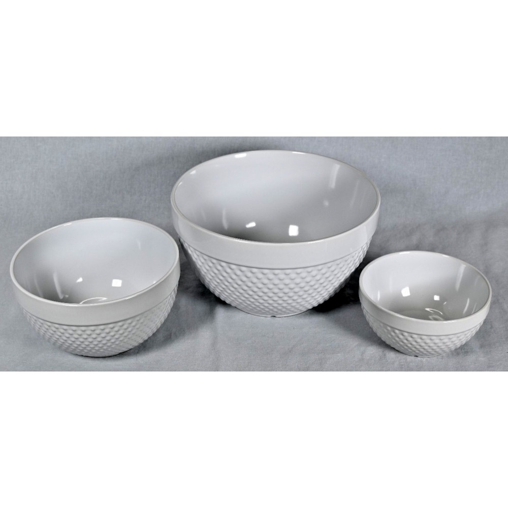 Set of 3 Hobnail Mixing Bowls Tabletops Gallery Stoneware